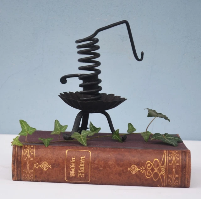 18th Century Hand Forged Iron French Rat de Cave Candle Holder