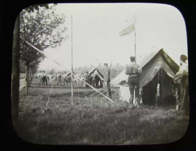 Glass Magic lantern slide FIELD TELEGRAPH DRILL C1900 BRITISH ARMY BOER WAR ERA