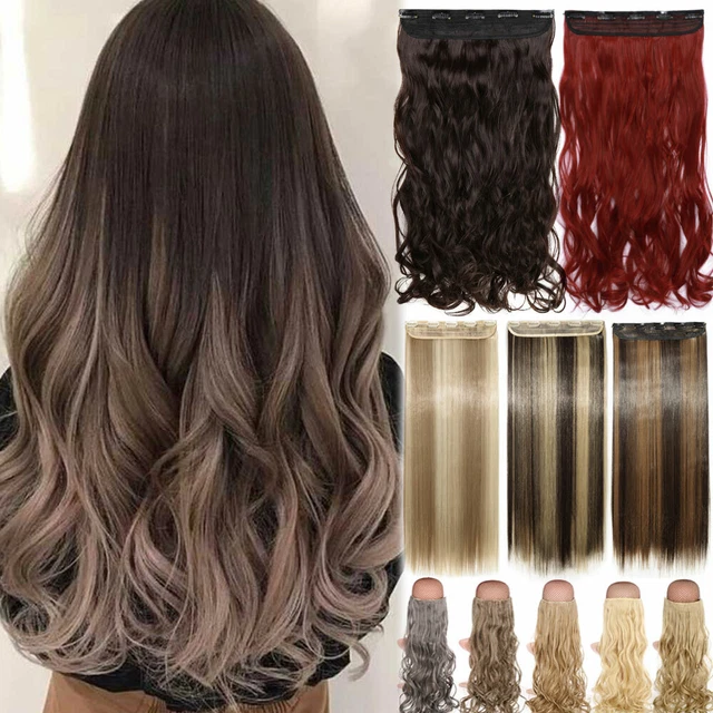 ONE PIECE THICK Clip in Real as Human Hair Extensions 3/4 Full Head ...