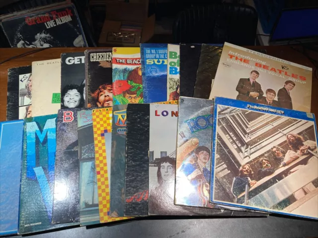 1970s Classic Rock Lot Of 20 Vinyl LP Records - Beatles / Eagles / Elton John