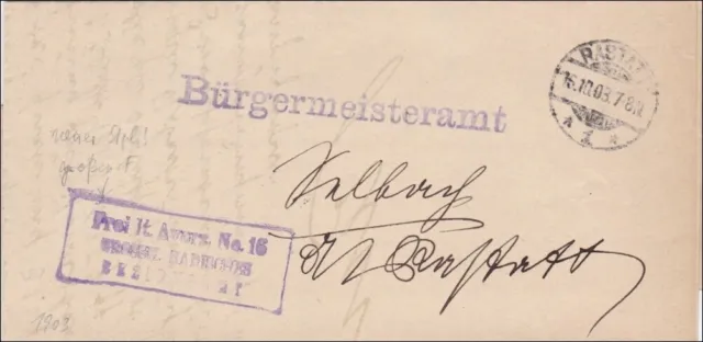 Bürgermeisteramt Rastatt 1903 nach Gernsbach