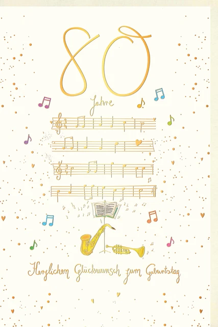 Geburtstagskarte Zum 80. Geburtstag – Mit Schmetterlingen & Cupcakes, Goldfolien-Prägung, 159x235 Mm, Aus UK