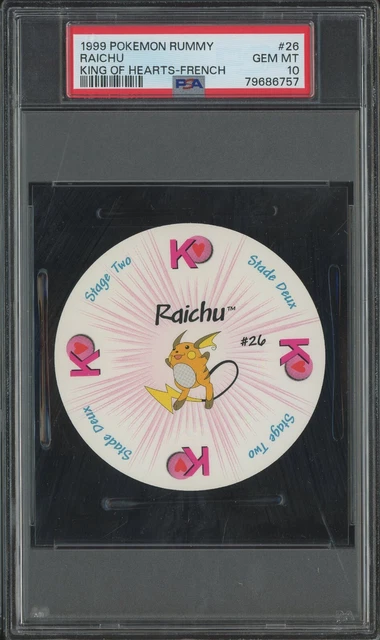 1999 Pokemon Rummy King Of Hearts French #26 Raichu PSA 10 GEM MINT