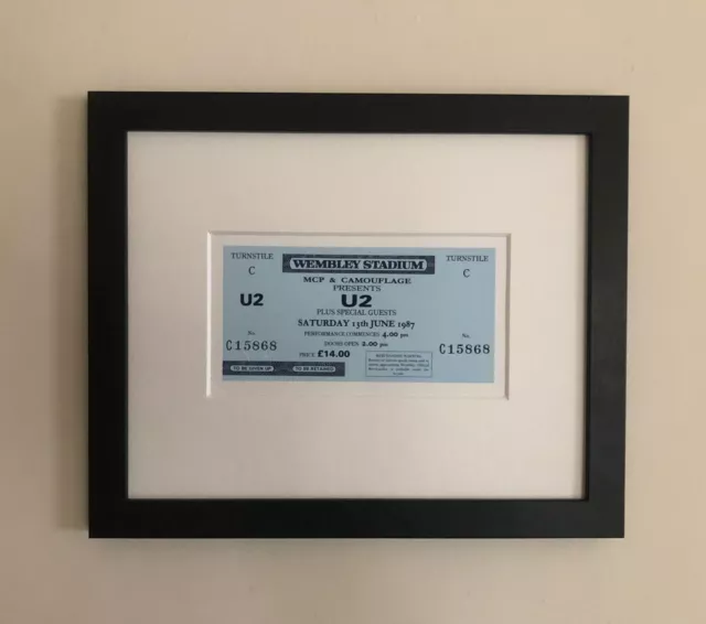 U2 - 1987 Joshua tree Wembley Stadium framed ticket giclee print