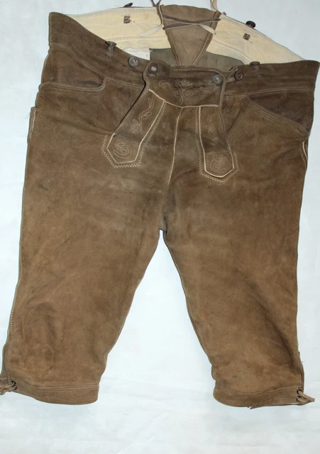 HANS STOGER PANTALONI IN PELLE DI CERVO circa W40 taglia 58 70CM SAMI