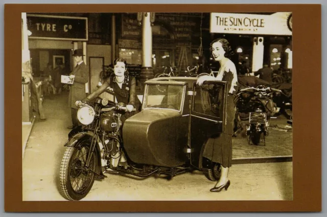 Motorcycle Show BSA Sidecar Olympia London 1930 Nostalgia Series Postcard