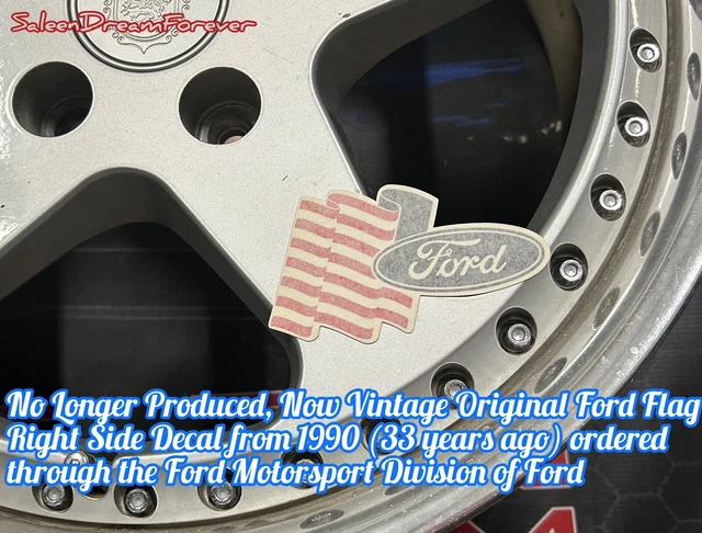 Rare Ford Motorsport Flag Right Side Small Decal Frm 1990 Mustang Saleen Cobra