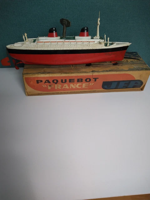 Jouet Ancien Bateau Paquebot Mécanique En Tôle - Années 1930 - Objet De Collection