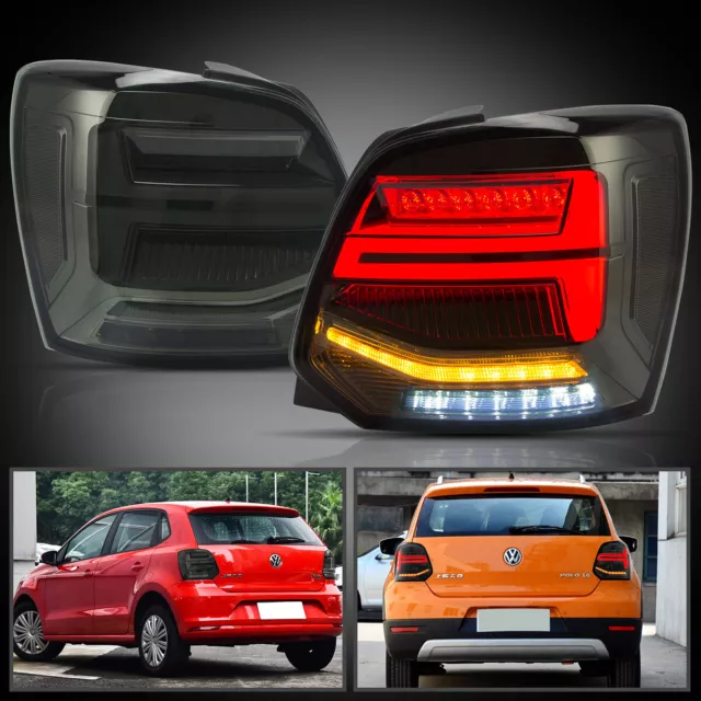 VLAND LED Rückleuchten für VW Polo 6R 6C 2011-2017 Mit sequentieller Rot  E-MARK