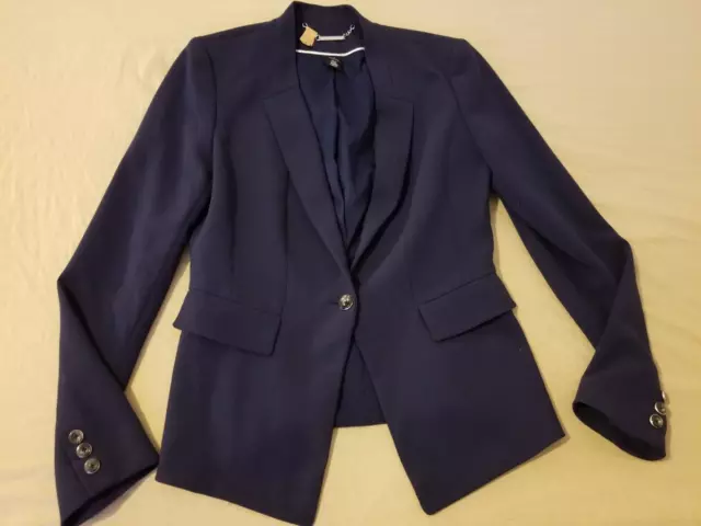 Womens White House Black Market Jacket Blazer 4 Navy Blue