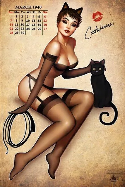 Nathan Szerdy SIGNED DC Comics Batman Art Print ~ Catwoman Calendar Girl