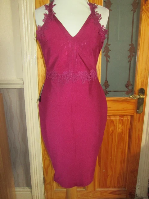Lipsy lace trim bandage dress hotsell