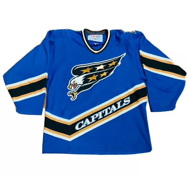 Large mens CCM Washington Capitals jersey screaming eagle L Men blue mic  hockey