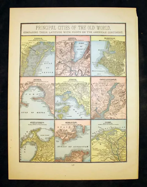 Antique Map Asia 1889 or Principal of the Old World 2