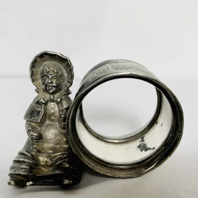 Antique Victorian Derby Silver Co Plated Girl In Bonnet Napkin Ring 816