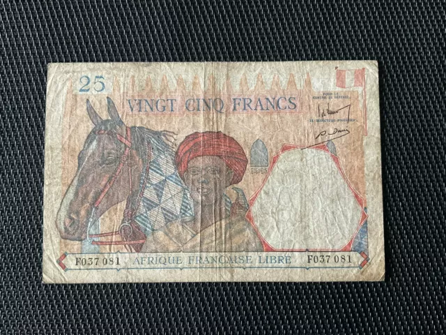 AFRIQUE FRANÇAISE LIBRE: 25F ND 1941, Pick 7, B+/G+ 🔥