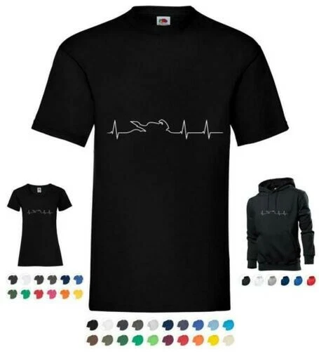 Moto Biker Battito Cardiaco T-Shirt/Pullover / Felpa con Cappuccio