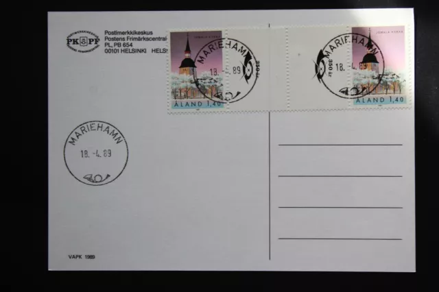 1989 Aland Postkarte mit der Marke 31 mit Zwischensteg, gestempelt im Mariehamn