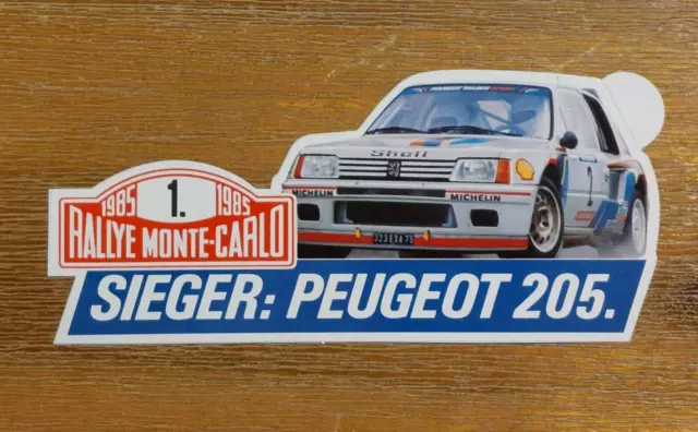 Ralley Monte-Carlo 1. Peugeot 205 - Aufkleber Nostalgie 80er Jahre Sticker Retro