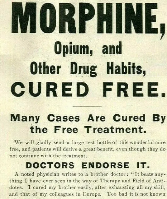 1902 Morphine Opium Drug Cure Therapy Treatment QUACK ORIGINAL Paper Ad 4632
