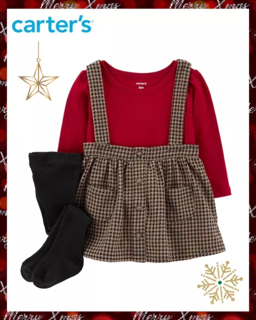 Baby Girl Carter's 3-Piece Bodysuit & Pinafore Set Size 18 Months