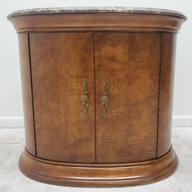Thomasville Elysee Marble Top Nightstand Burlwood Oval Drum End Table A Thomasville Elysee Marble Top Nightstand Burlwood Oval Drum End Table A