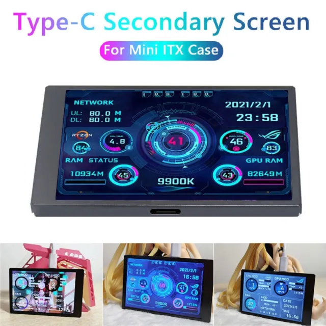 3.5 Inch Type-C Computer HDD IPS Display Secondary CPU USB PC RAM Monitor Screen