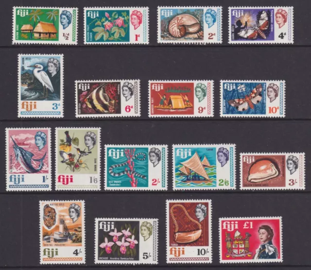 Fiji Scott 240-256 VF LH 1968 Queen Elizabeth II Pictorial Set SCV $23.05