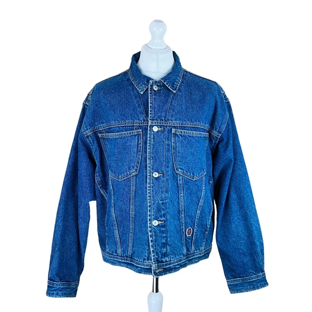 Vintage 90s tommy hilfiger store big flag denim jacket