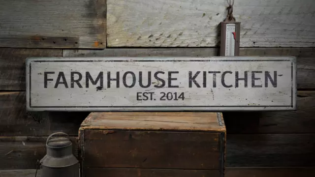 Farmhouse Kitchen, Custom Since - Rustic Distressed Wood Sign