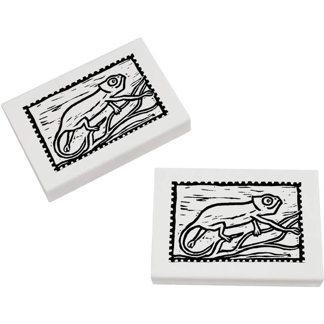 2 x 45 mm 'Cameleon Briefmarke' Radierer/Gummi (ER00029073)
