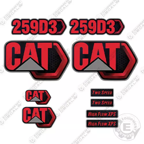 Fits Caterpillar 259D3 Decal Kit Skid Steer - (Custom Red and Silver)