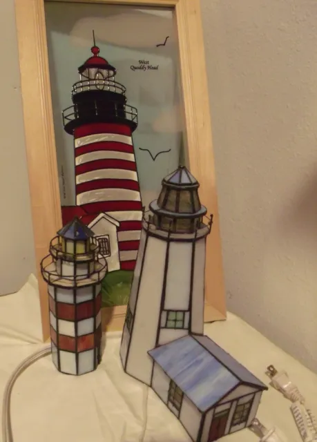 Lighthouse picture and 2 light ups   West Quoddy Head Maine