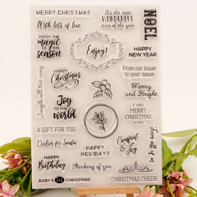 Christmas Words Silicone Clear Stamp Scrapbooking Embossing Card Album Craft