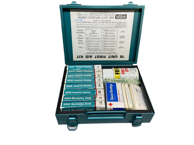 Vintage MSA First Aid Kit Metal Box Mining Equipment Medicine Fast Shipping
