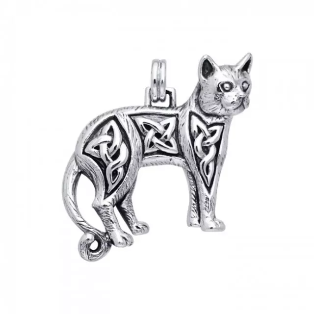 Noeud Celtique Joli Chat .925 Pendentif Argent Massif Par Peter Stone Fin Bijoux