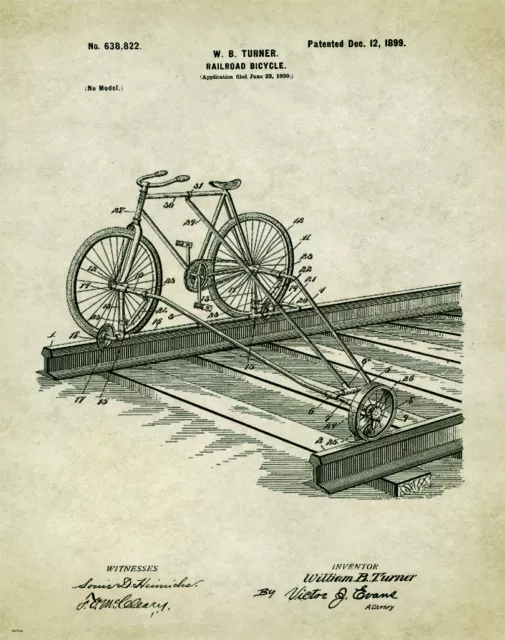 Railroad Bike Patent Poster Art Print Vintage Toys Model Trains Railway PAT141