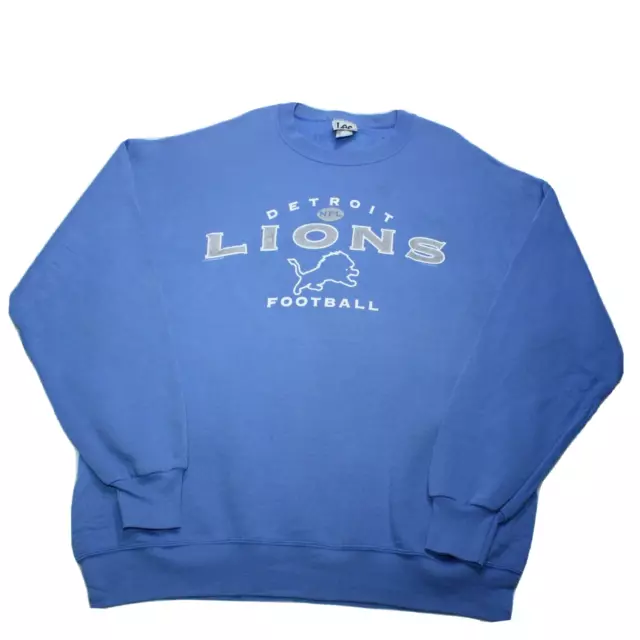 Vintage Lee Sport Sweatshirt Detroit Lions NFL USA Football Blue Jumper Size XL
