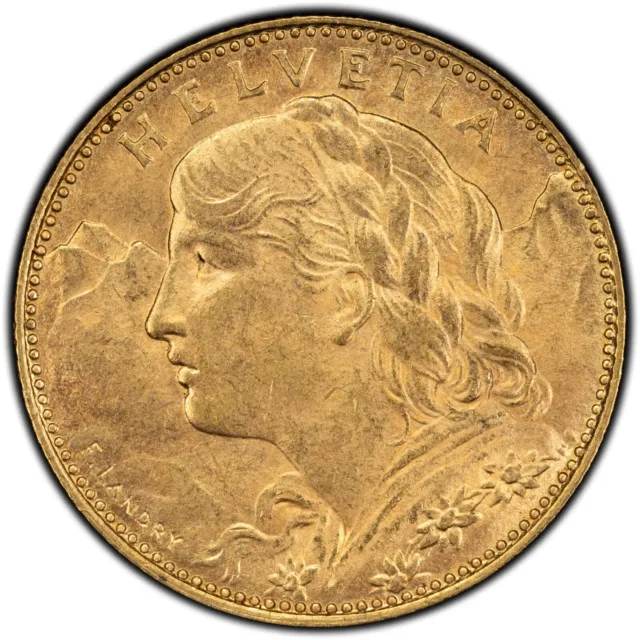 1913-B Switzerland 10 Ten Francs Gold Coin