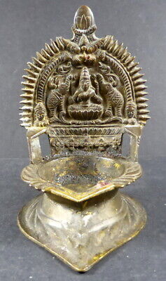 ORIGINAL BRONZE OIL LAMP REPRESENTING GODDESS GAJA LAKSHMI INDIA 19th CENTURY