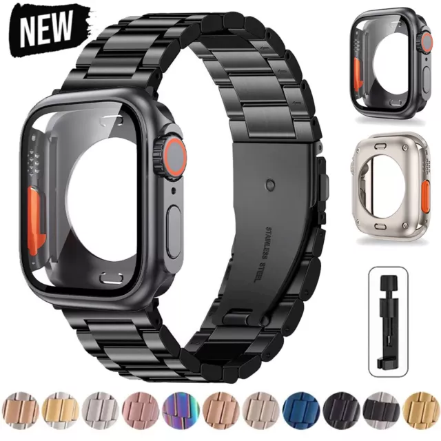 Edelstahl Armband 44/45mm Hülle Wechsel zu Ultra für Apple Watch 9 8 7 6 5 4 SE