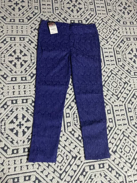 Star One Royal Blue 60s-70s themed pants Paisley Print Jeggings Pants Size 6