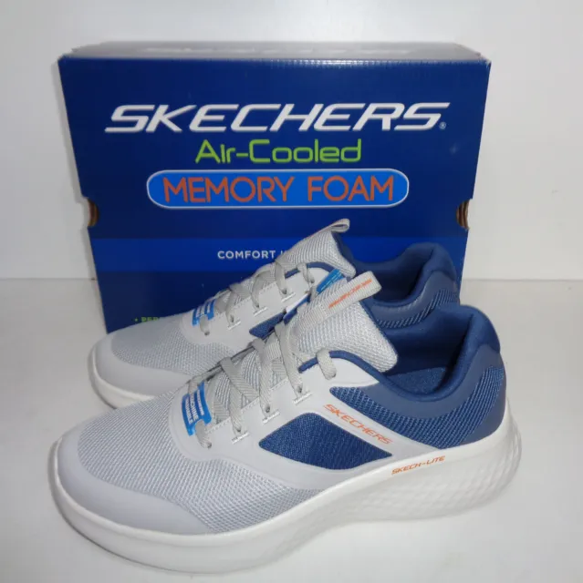 Skechers Mens Memory Foam Grey Lace Up Trainers Casual Shoes New UK Size 8