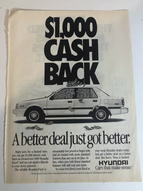 1989 Hyundai Excel Vintage Print Ad Advertisement pa8