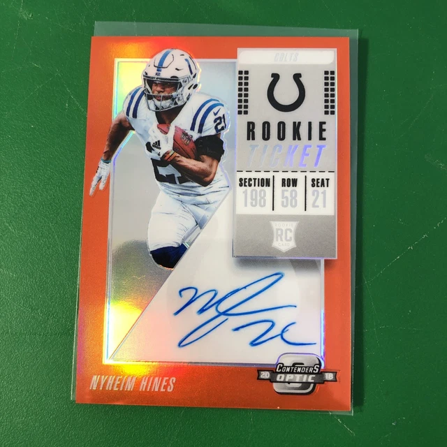 2018 Panini Contenders Optic Ticket RPS Orange /49 Nyheim Hines Rookie Auto RC