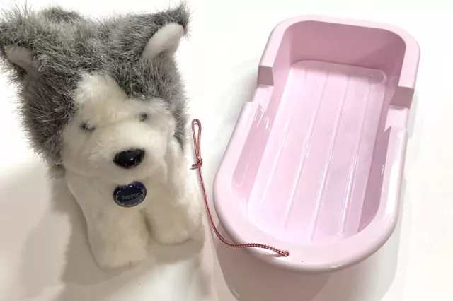 AMERICAN GIRL Doll Husky Dog “Pepper” And Pink Pet Sled-Retired Set