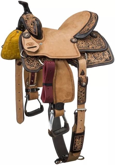 13" Pendleton Western Saddle - Roughout and Antiqued Tooled Leather