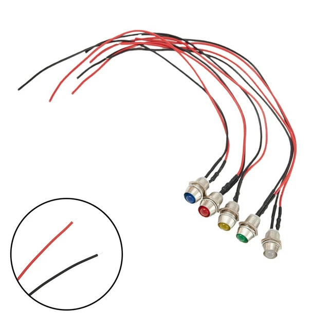 Ampoule LED Témoin D'avertissement 12V - 8 Mm, Couleur Assortie, Pour Tableau De Bord Voiture, Bateau, Camion