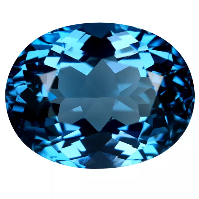 14.45 CT Magnifique Ovale (15 X 12 MM) Chauffé Brésil London Bleu Gemme Topaze