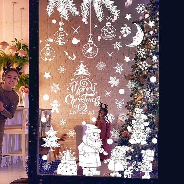 9pcs Christmas Window Decals Odorless Electrostatic Stickers for Home Decoration